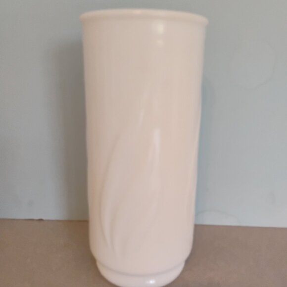 EO Brody MCM Milk Glass Cylinder Vase, Flame Design - Picture 1 of 4